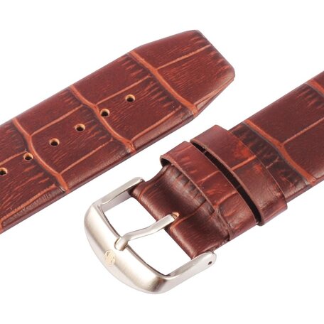Kakapi crocodile leren bandje - Coffee - Geschikt voor Apple watch 42mm / 44mm / 45mm / 49mm