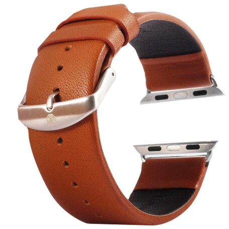Kakapi leren bandje met gesp - Bruin - Geschikt voor Apple watch bandje 42mm / 44mm / 45mm / 49mm