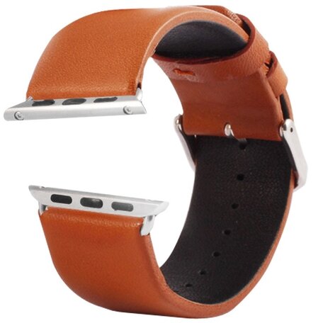 Kakapi leren bandje met gesp - Bruin - Geschikt voor Apple watch bandje 42mm / 44mm / 45mm / 49mm