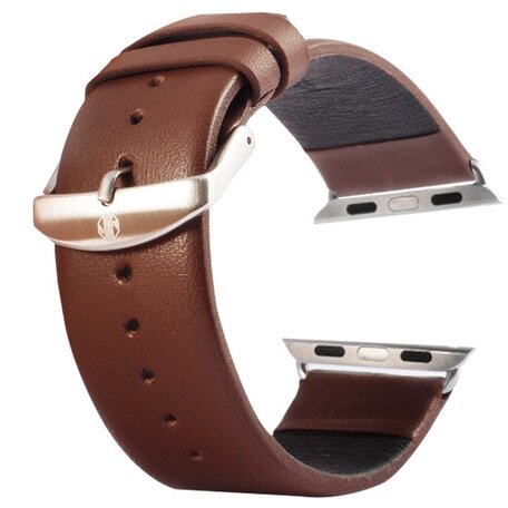 Kakapi leren bandje met gesp - Coffee - Geschikt voor Apple watch bandje 42mm / 44mm / 45mm / 49mm