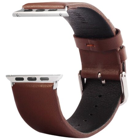 Kakapi leren bandje met gesp - Coffee - Geschikt voor Apple watch bandje 42mm / 44mm / 45mm / 49mm