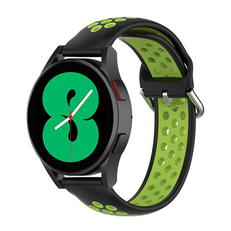 Siliconen sportbandje met gesp - Zwart + groen - Samsung Galaxy Watch 4 - 40mm / 44mm