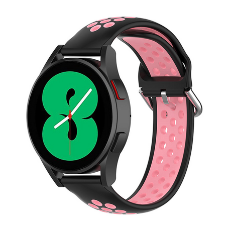 Siliconen sportbandje met gesp - Zwart + roze - Samsung Galaxy Watch 4 - 40mm / 44mm
