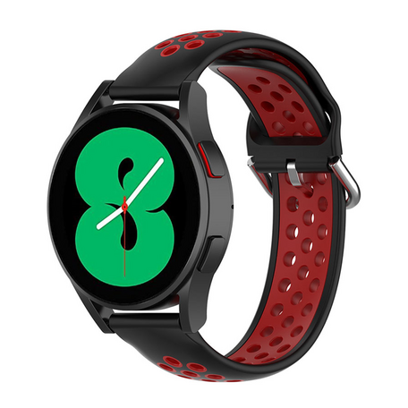 Siliconen sportbandje met gesp - Zwart + rood - Samsung Galaxy Watch 4 - 40mm / 44mm