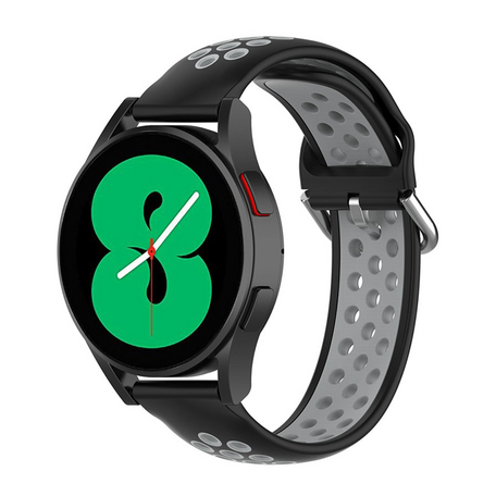 Siliconen sportbandje met gesp - Zwart + grijs - Samsung Galaxy Watch 4 - 40mm / 44mm