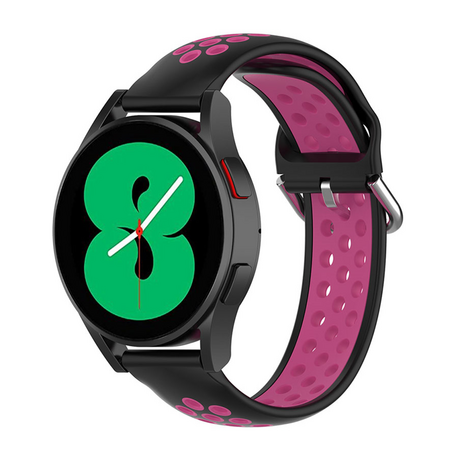 Siliconen sportbandje met gesp - Zwart + roze - Samsung Galaxy Watch 4 - 40mm / 44mm