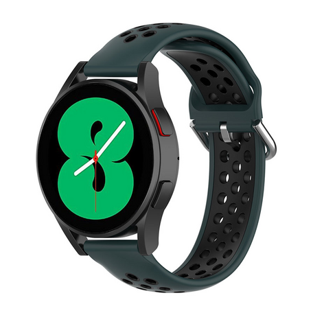 Siliconen sportbandje met gesp - Donkergroen + zwart - Samsung Galaxy Watch 4 - 40mm / 44mm