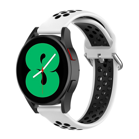 Siliconen sportbandje met gesp - Wit + zwart - Samsung Galaxy Watch 4 - 40mm / 44mm