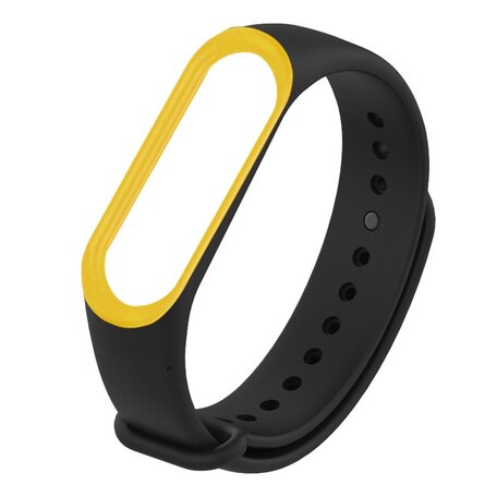 Xiaomi Mi band 3 / 4 / 5 / 6 bandje Duo color - Zwart met geel
