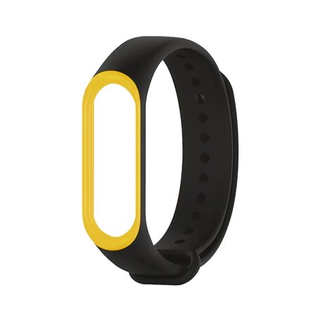 Xiaomi Mi band 3 / 4 / 5 / 6 bandje Duo color - Zwart met geel