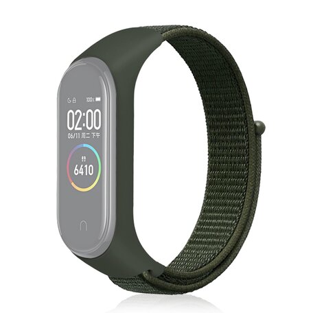 Nylon Geweven Bandje Xiaomi Mi Band 3 / 4 / 5 / 6 - Legergroen