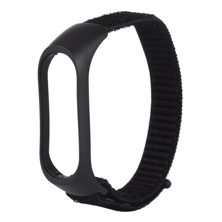 Nylon Geweven Bandje Xiaomi Mi Band 3 / 4 / 5 / 6 - Zwart