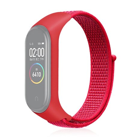 Nylon Geweven Bandje Xiaomi Mi Band 3 / 4 / 5 / 6 - Wijnrood