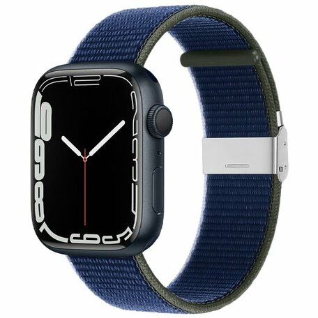 Nylon bandje met klemsluiting - Donkerblauw - Geschikt voor Apple Watch 42mm / 44mm / 45mm / 49mm