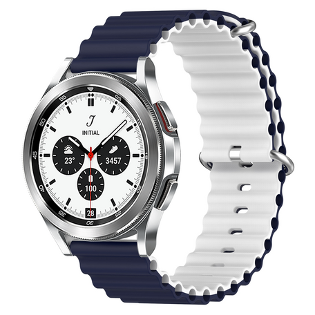 Ocean Style bandje - Donkerblauw / wit - Samsung Galaxy Watch 4 Classic - 42mm & 46mm