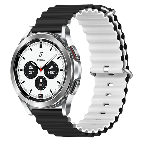 Ocean Style bandje - Zwart / wit - Samsung Galaxy Watch 4 Classic - 42mm & 46mm
