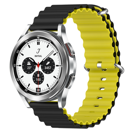 Ocean Style bandje - Zwart / geel - Samsung Galaxy Watch 4 Classic - 42mm & 46mm