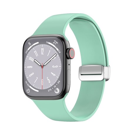 Siliconen bandje - Folding Buckle - Lichtgroen - Geschikt voor Apple Watch 38mm / 40mm / 41mm