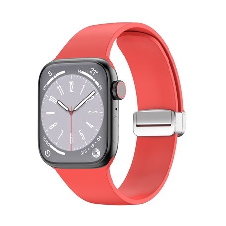 Siliconen bandje - Folding Buckle - Rood - Geschikt voor Apple Watch 38mm / 40mm / 41mm