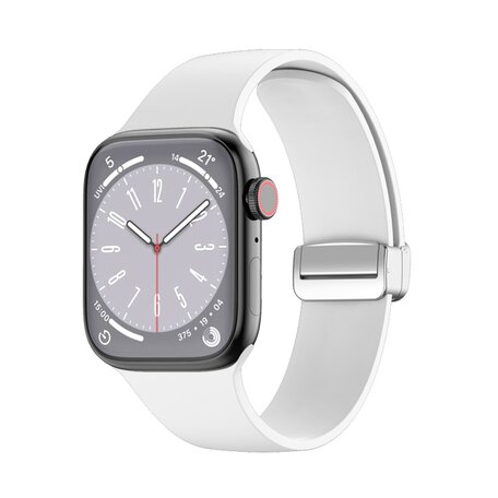 Siliconen bandje - Folding Buckle - Wit - Geschikt voor Apple Watch 38mm / 40mm / 41mm