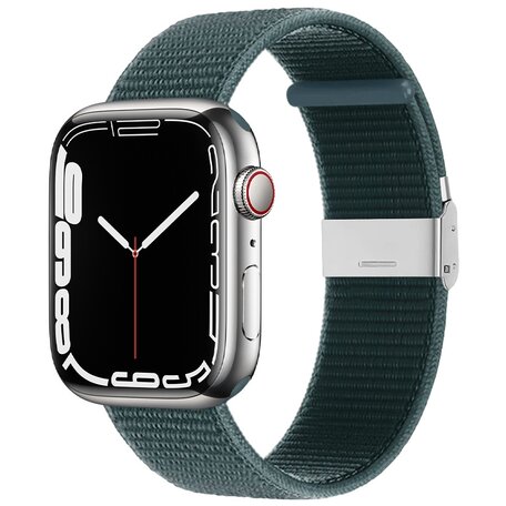 Nylon bandje met klemsluiting - Donkergroen - Geschikt voor Apple Watch 38mm / 40mm / 41mm