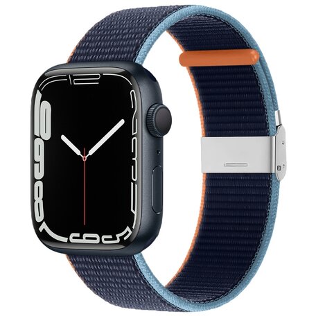 Nylon bandje met klemsluiting - Navy - Geschikt voor Apple Watch 38mm / 40mm / 41mm