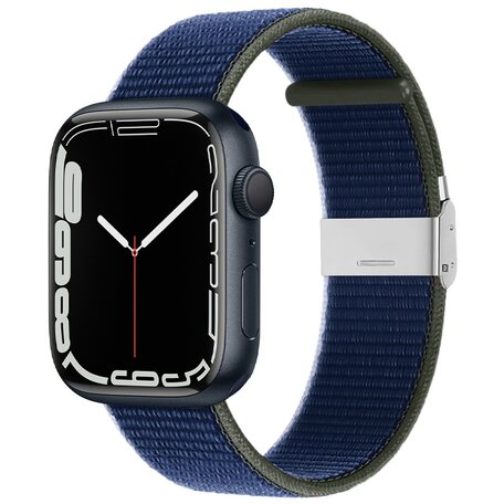 Nylon bandje met klemsluiting - Donkerblauw - Geschikt voor Apple Watch 38mm / 40mm / 41mm