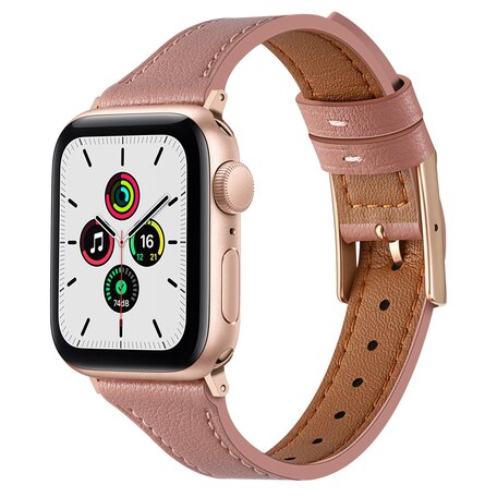 Leren bandje - Oudroze - Geschikt voor Apple Watch 38mm / 40mm / 41mm