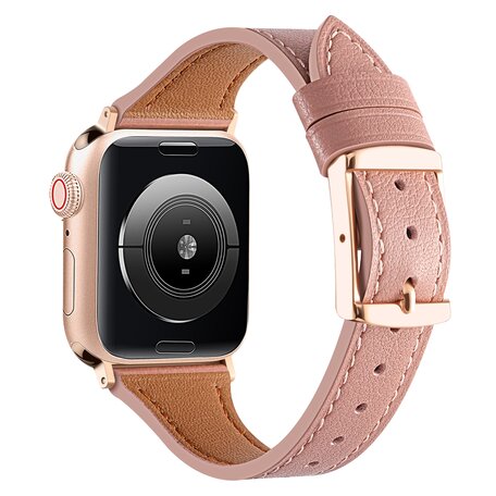 Leren bandje - Oudroze - Geschikt voor Apple Watch 38mm / 40mm / 41mm