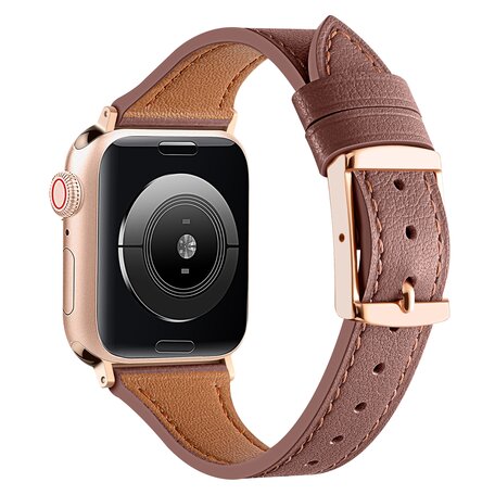 Leren bandje - Bruin - Geschikt voor Apple Watch 38mm / 40mm / 41mm