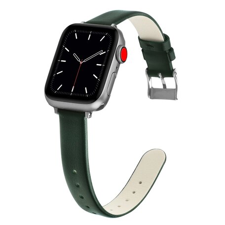 Leren Slim Fit bandje - Groen - Geschikt voor Apple Watch 38mm / 40mm / 41mm
