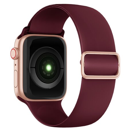 Elastische Solo Loop bandje - Wijnrood - Geschikt voor Apple Watch 38mm / 40mm / 41mm