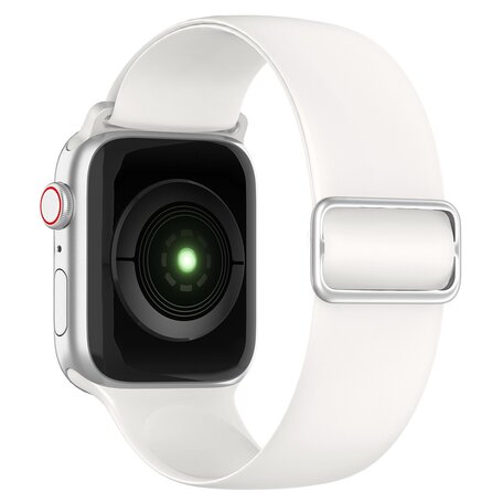 Elastische Solo Loop bandje - Wit - Geschikt voor Apple Watch 38mm / 40mm / 41mm