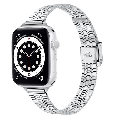 Stainless steel slim fit bandje - Zilver - Geschikt voor Apple Watch 38mm / 40mm / 41mm