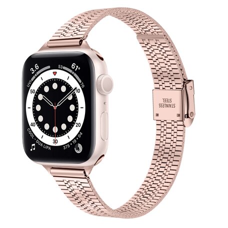 Stainless steel slim fit bandje - Rosé goud - Geschikt voor Apple Watch 38mm / 40mm / 41mm