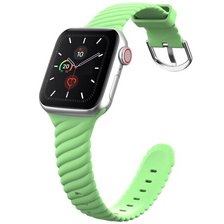 Siliconen 'Twist' bandje - Groen - Geschikt voor Apple Watch 38mm / 40mm / 41mm