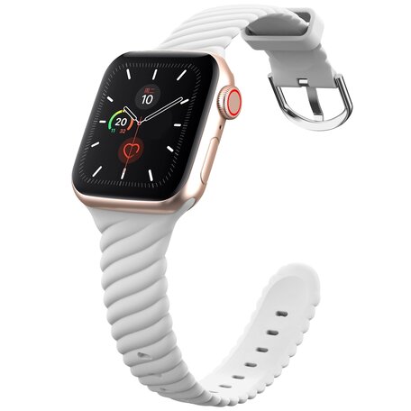 Siliconen 'Twist' bandje - Wit - Geschikt voor Apple Watch 38mm / 40mm / 41mm