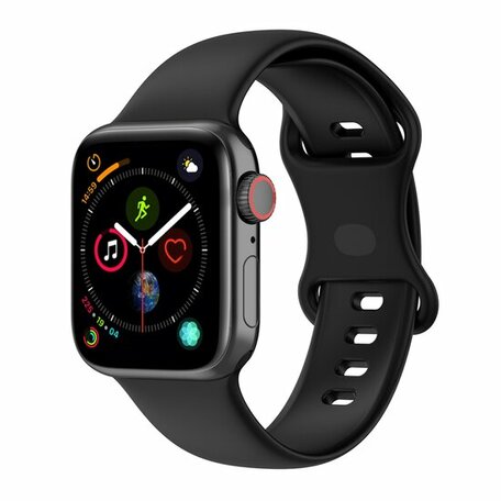 Siliconen sportbandje - Zwart - Maat: M/L - Geschikt voor Apple Watch 38mm / 40mm / 41mm