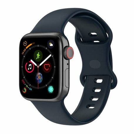 Siliconen sportbandje - Donkerblauw - Maat: M/L - Geschikt voor Apple Watch 38mm / 40mm / 41mm