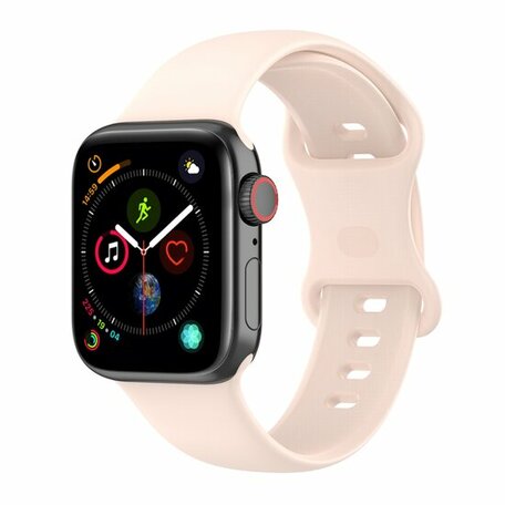 Siliconen sportbandje - Zandroze - Maat: M/L - Geschikt voor Apple Watch 38mm / 40mm / 41mm