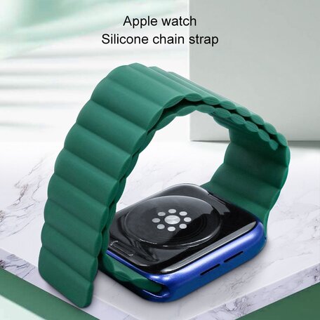 Siliconen Loop bandje - Groen - Geschikt voor Apple Watch 38mm / 40mm / 41mm