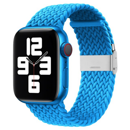 Braided nylon bandje - Lichtblauw - Geschikt voor Apple Watch 38mm / 40mm / 41mm