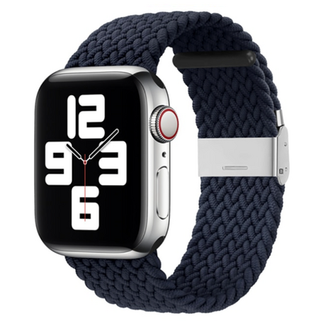 Braided nylon bandje - Donkerblauw - Geschikt voor Apple Watch 38mm / 40mm / 41mm