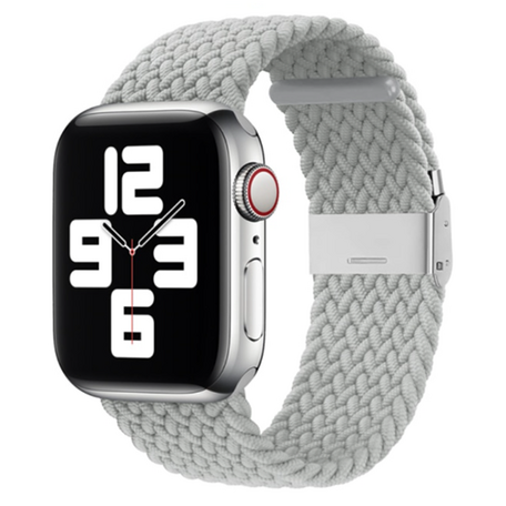 Braided nylon bandje - Lichtgrijs - Geschikt voor Apple Watch 38mm / 40mm / 41mm