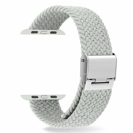 Braided nylon bandje - Lichtgrijs - Geschikt voor Apple Watch 38mm / 40mm / 41mm