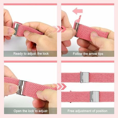 Braided nylon bandje - Roze - Geschikt voor Apple Watch 38mm / 40mm / 41mm