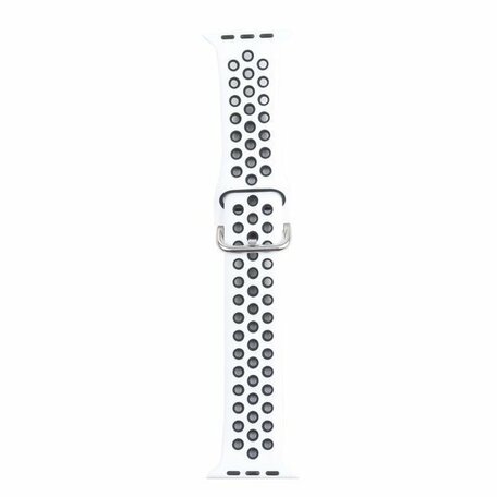 Siliconen sportband met gesp - Wit + Zwart - Geschikt voor Apple Watch 38mm / 40mm / 41mm