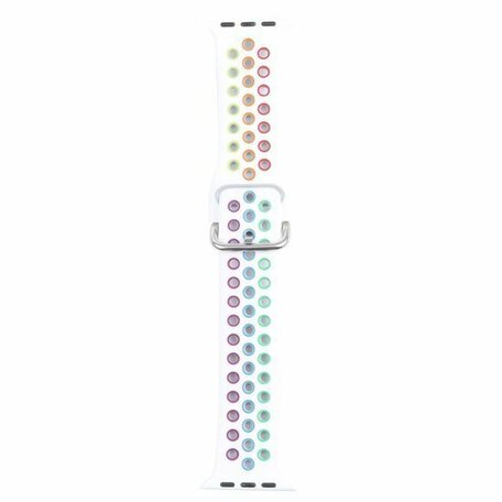 Siliconen sportband met gesp - Wit + Multicolor - Geschikt voor Apple Watch 38mm / 40mm / 41mm