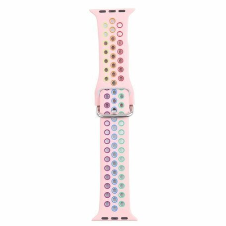 Siliconen sportband met gesp - Roze + Multicolor - Geschikt voor Apple Watch 38mm / 40mm / 41mm