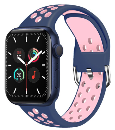Siliconen sportband met gesp - Blauwpaars + Roze - Geschikt voor Apple Watch 38mm / 40mm / 41mm